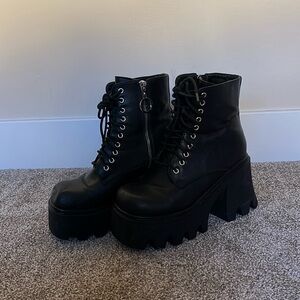 Black Platform Chunky Boots Size 6